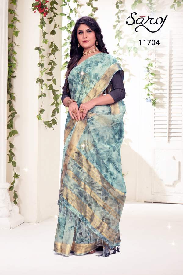 Saroj Aashnaa Organza Printed Wholesale Party Wear Sarees
